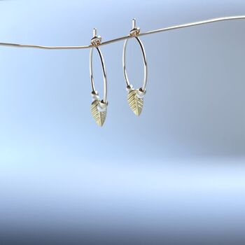 White Delica Beads Leaf Petite Hoops, 3 of 5