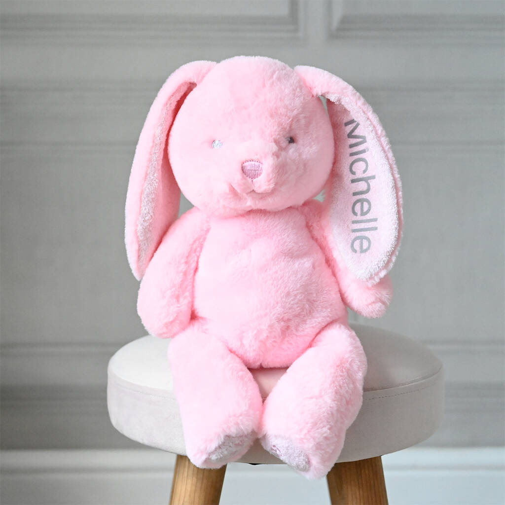 Personalised Pink Baby Girl Bunny Soft Toy By DCaro ...