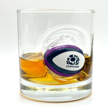 Personalised Scottish Rugby Ball Whisky Glass, 2 of 5