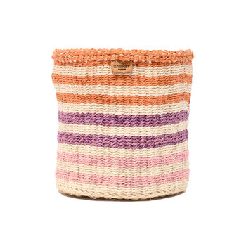 Safiri: Orange And Pink Stripe Woven Storage Basket, 3 of 9
