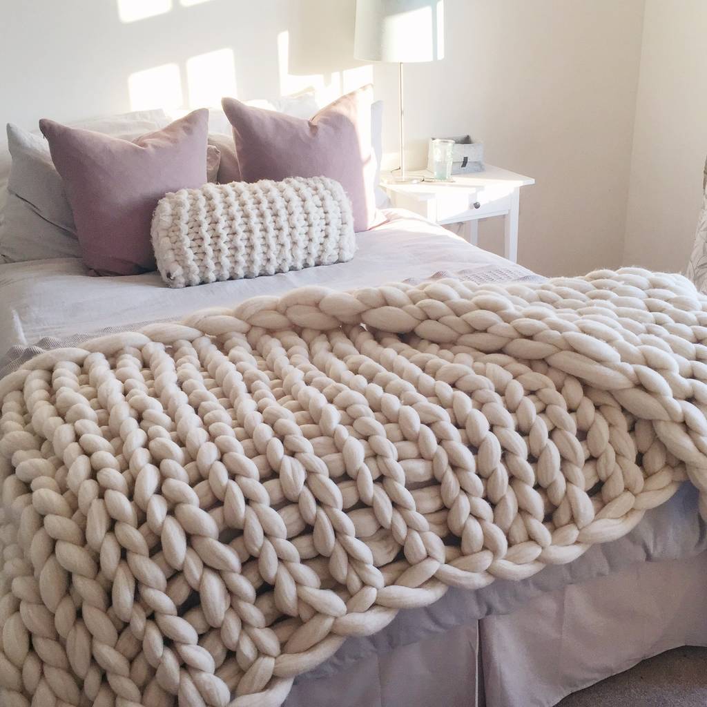 Super Chunky Hand Knit Blanket