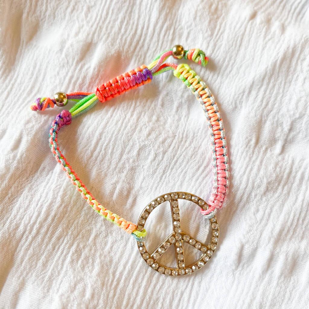 Rainbow Peace Macrame Friendship Bracelet