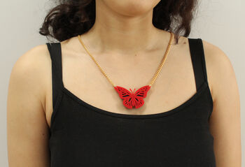 Red Butterfly Acrylic Necklace, 2 of 3