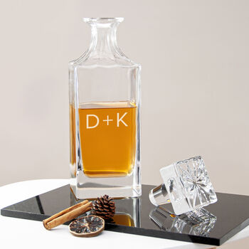 Personalised Timeless Initials Glass Square Decanter, 2 of 4