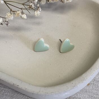 Mint Green Love Heart Clay Studs, 3 of 7