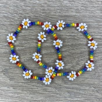 Rainbow Daisy Beaded Bracelet, 3 of 10