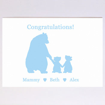 Personalised New Baby Boy Or New Baby Girl Bears Card, 5 of 8