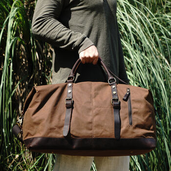 Waxed Canvas Leather Classic Holdall Bag, 12 of 12