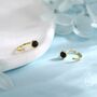 Genuine Black Onyx Huggie Hoop Earrings In Sterling Silver, thumbnail 6 of 11