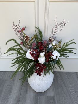 Luxury Winter Rose And Pine Frosted Bunch, 2 of 4
