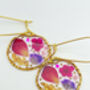 Dangle Earrings With Rose Petals And Gold Leaf, thumbnail 3 of 11
