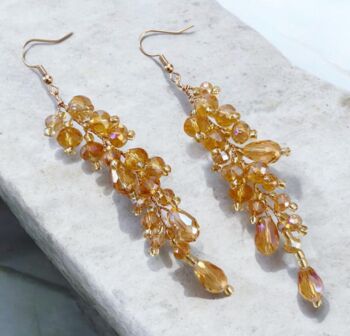 Champagne Gold Crystal Earrings, 2 of 3
