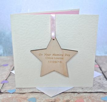 Personalised Christening Wooden Card, 3 of 3