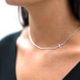 Sterling Silver Sideways Cross Necklace, thumbnail 2 of 4