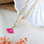Lolita Enamel Pink Lips Charm On A 24kt Gold Chain, thumbnail 3 of 5