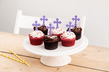 Christening Cross Cupcake Toppers Set Of 10 Decorations, 2 of 3