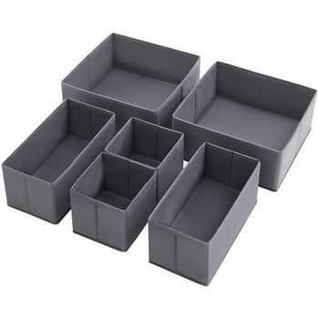 Set Of Six Grey Foldable Fabric Storage Boxes, 5 of 7