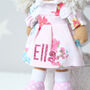 Personalised Mini Pink Floral Rag Doll, thumbnail 4 of 4