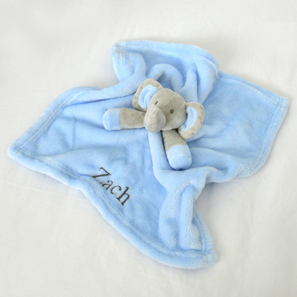 Personalised Blue Elephant Baby Comforter By A Type Of Design