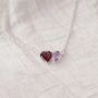 Silver Garnet And Light Amethyst Heart And Drop Necklace, thumbnail 1 of 4