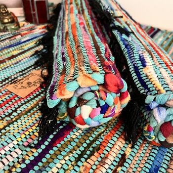 Turquoise Blue Chindi Recycled Cotton Rag Rug, 6 of 7