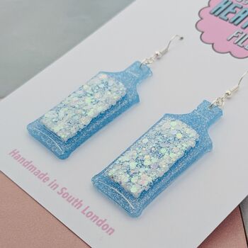 Gin Bottle Glitter Resin Earrings, 4 of 4
