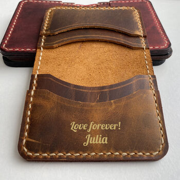 Leather Card Holder, 3rd Wedding Anniversary Gift, 4 of 5