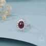 Sterling Silver Vintage Inspired Dark Garnet Cz Ring, thumbnail 1 of 12