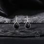 Genuine Black Onyx Pear Cut Drop Hook Earrings, thumbnail 2 of 10