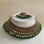 Indian Gold Plated Emerald Green Pearl Choker Set, thumbnail 2 of 8