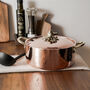 Hammered Copper Casserole Dish – Solid Copper Cookware With Brass Lid, thumbnail 5 of 6