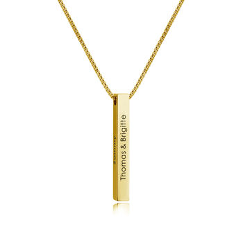 Personalised Laser Engraved 3D Rectangle Bar Necklace, 4 of 9
