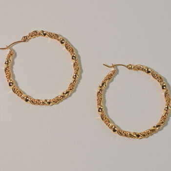 18 K Gold Plated Creole Hoop Earrings, 6 of 8