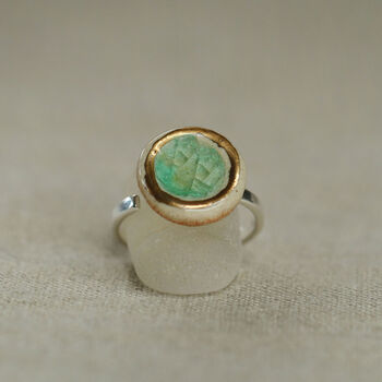 Small Round Emerald Reef Adjustable Ring, 3 of 4