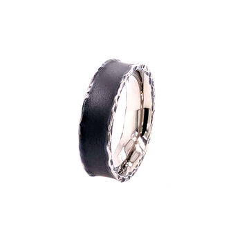 Black Titanium Ring With Hammered Edge, 2 of 5