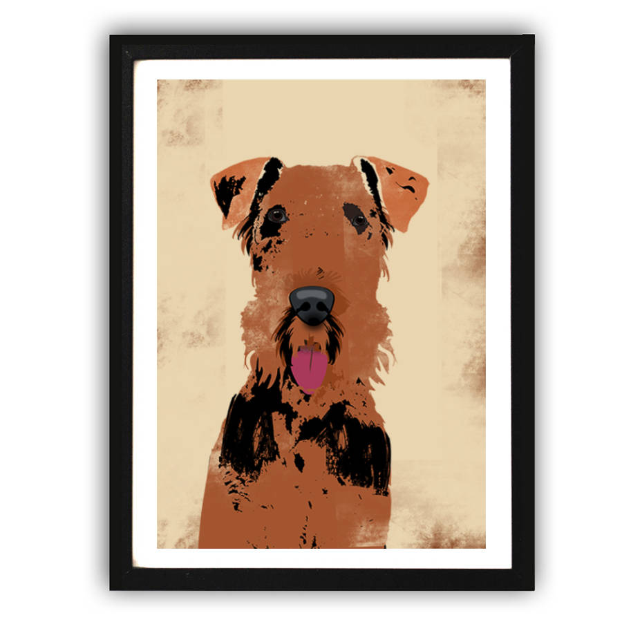 airedale terrier dog art print by indira albert