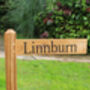 Directional Engraved Oak House Sign Post| Personalised, thumbnail 5 of 7