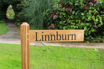 Directional Engraved Oak House Sign Post| Personalised, 5 of 7