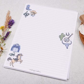 A4 Letter Writing Paper With Blue Wild West Cowboy, 2 of 4