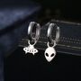 Mismatched Ufo And Alien Huggie Hoops In Sterling Silver, thumbnail 1 of 12