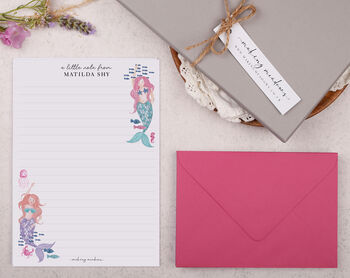 A5 Personalised Children's Stationery Set Gift With Mermaid Design, 3 of 9