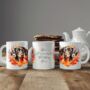 Personalised Dog Mug Dappled Chocolate Dachshund In An Autumn Wreath, thumbnail 2 of 2