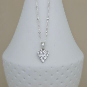 Personalised Silver Ball Chain Necklace With Cz Heart, 4 of 5