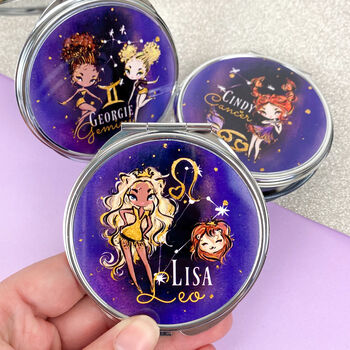 Zodiac Personalised Starsign Compact Mirror, 2 of 8