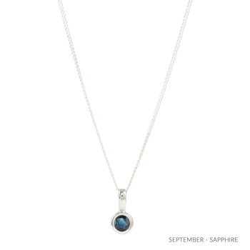 September Birthstone Sapphire Silver Charm Necklace, 5 of 12