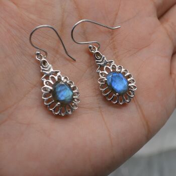 Labradorite Earrings Silver: Blue Gemstone Jewelry, 6 of 7