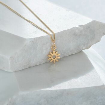 Tiny Flower Charm Necklace Gold Vermeil, 2 of 7