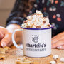 Personalised Retro Hot Chocolate Enamel Mug, thumbnail 1 of 5