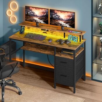 LED Gaming Desk With Power Outlets And Usb Ports, 4 of 9