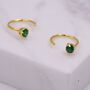 Emerald Green Cz Huggie Hoop Threader Earrings, thumbnail 2 of 11